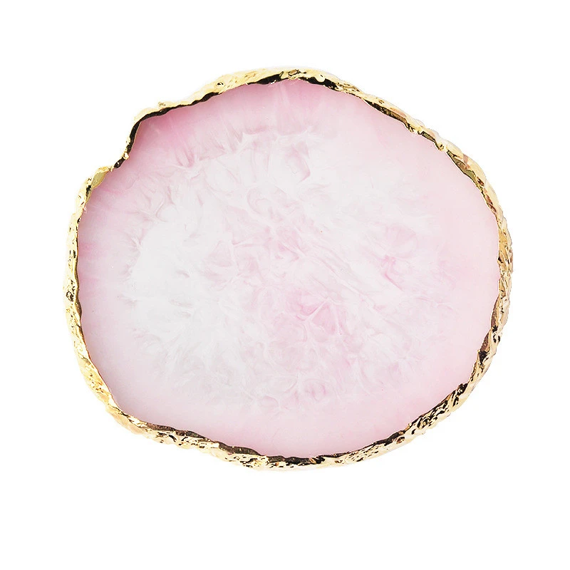 Nail Art Palette Crystal Agate Gold Round Edge Cracked Ornament