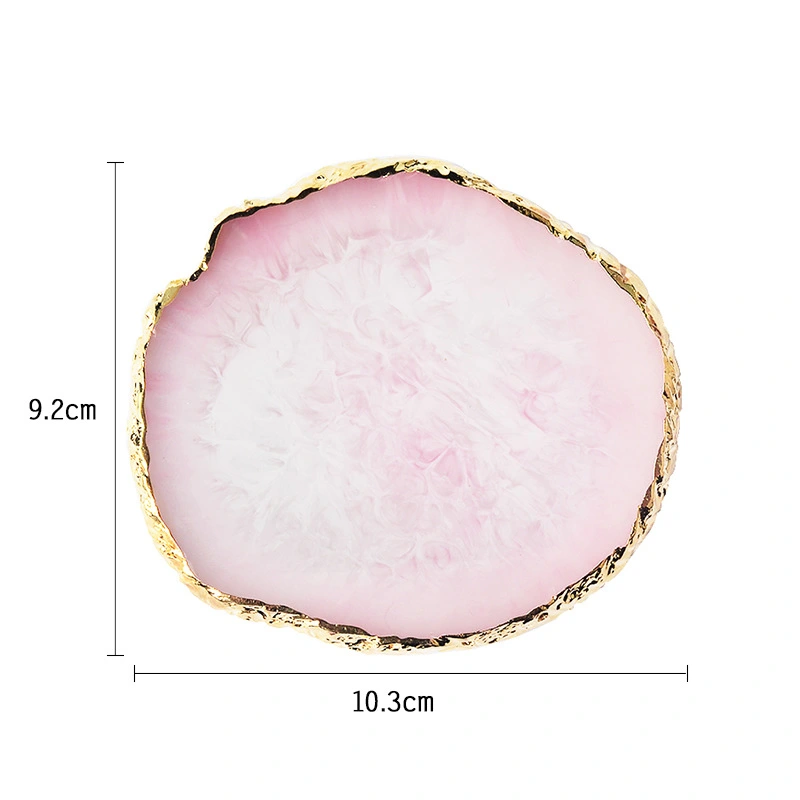 Nail Art Palette Crystal Agate Gold Round Edge Cracked Ornament