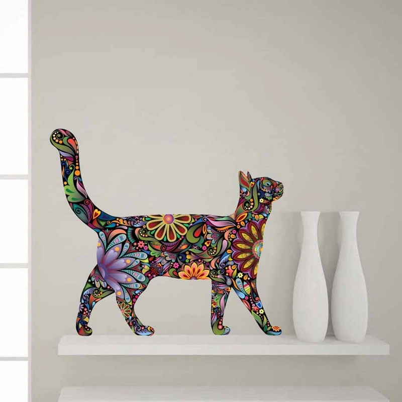 Color Pattern Cat Mandala Cartoon Wall Sticker