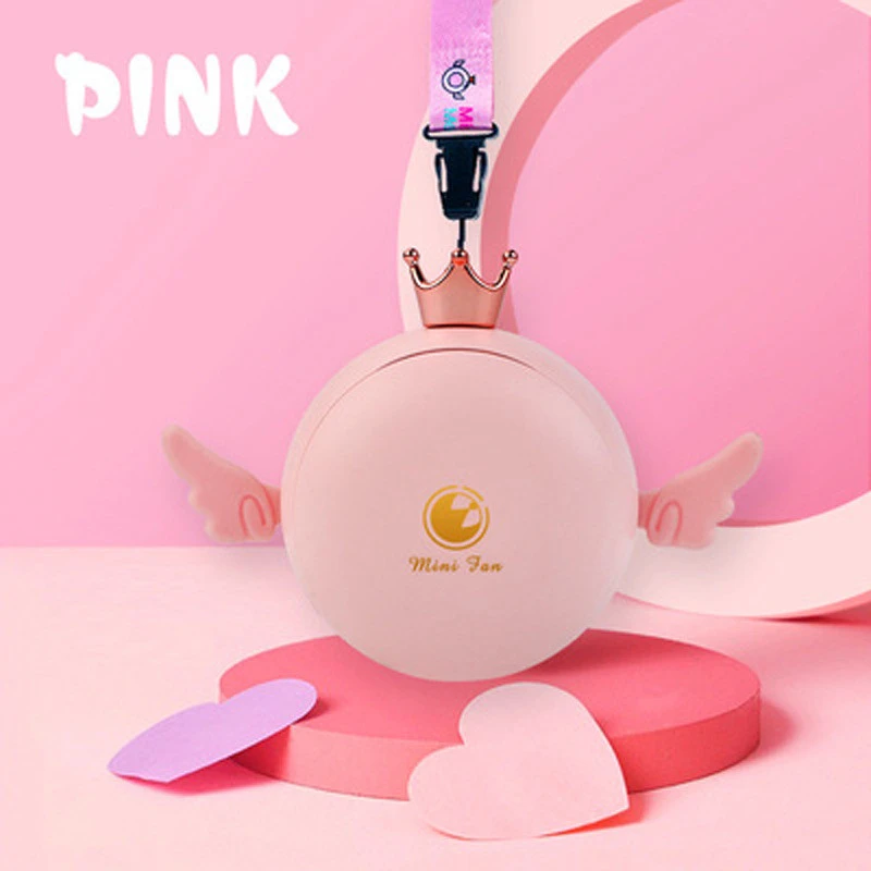Cartoon Lanyard  USB Rechargeable Small Fan