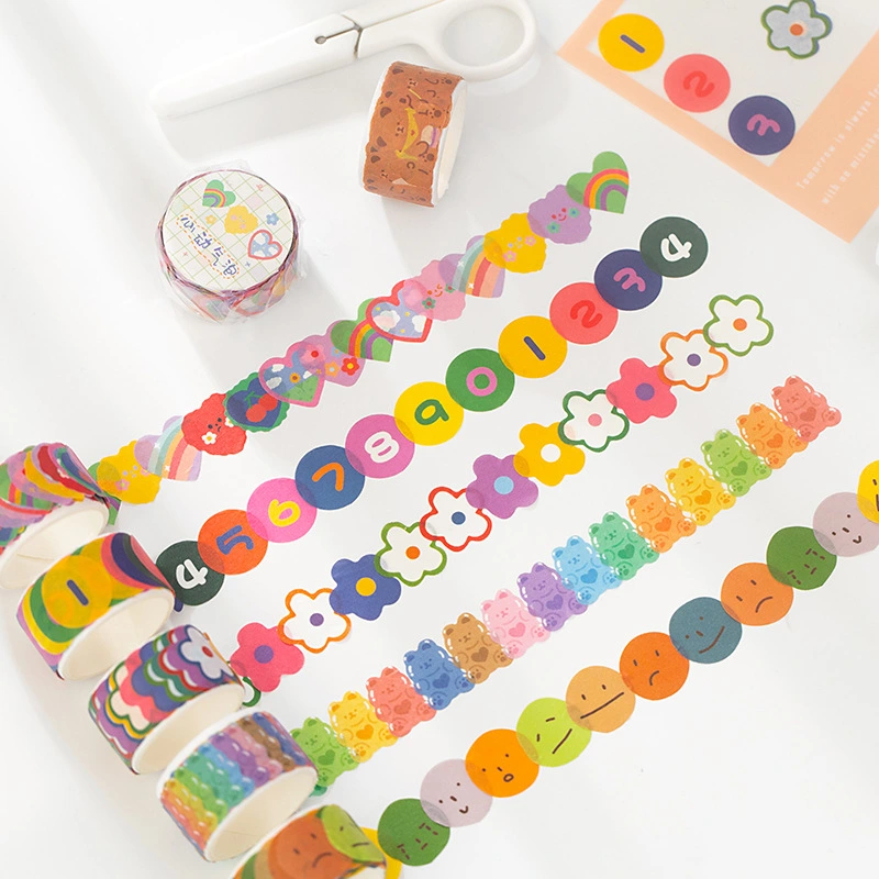 Washi Tape Type Sticker Cartoon Girl Expression Monolithic Sticker Hand Account