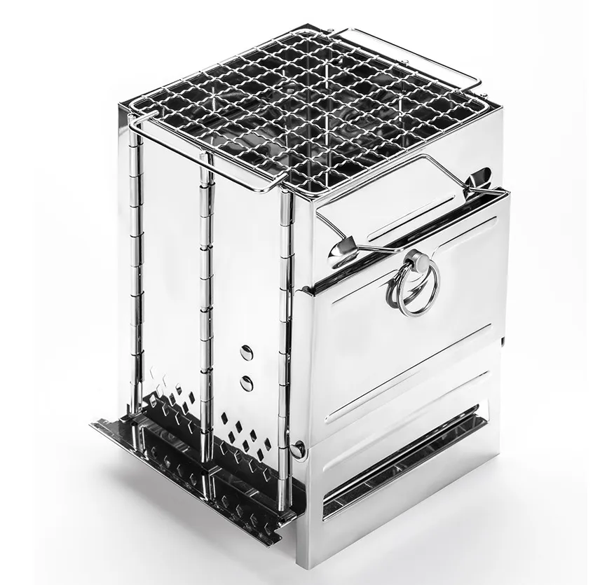 Stainless Steel Firewood Stove Camping Portable Folding
