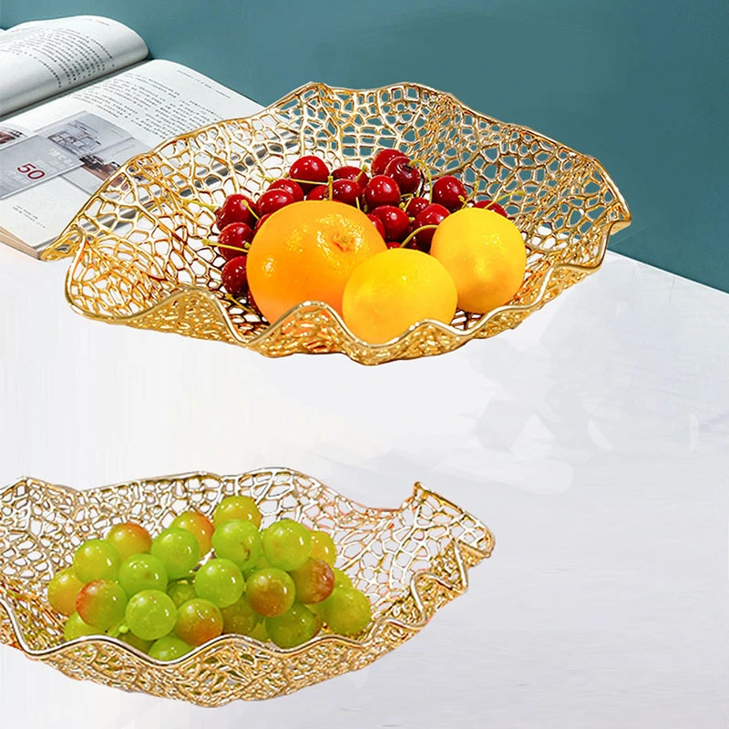 Light Luxury Electroplating Alloy Lotus Leaf Fruit Plate