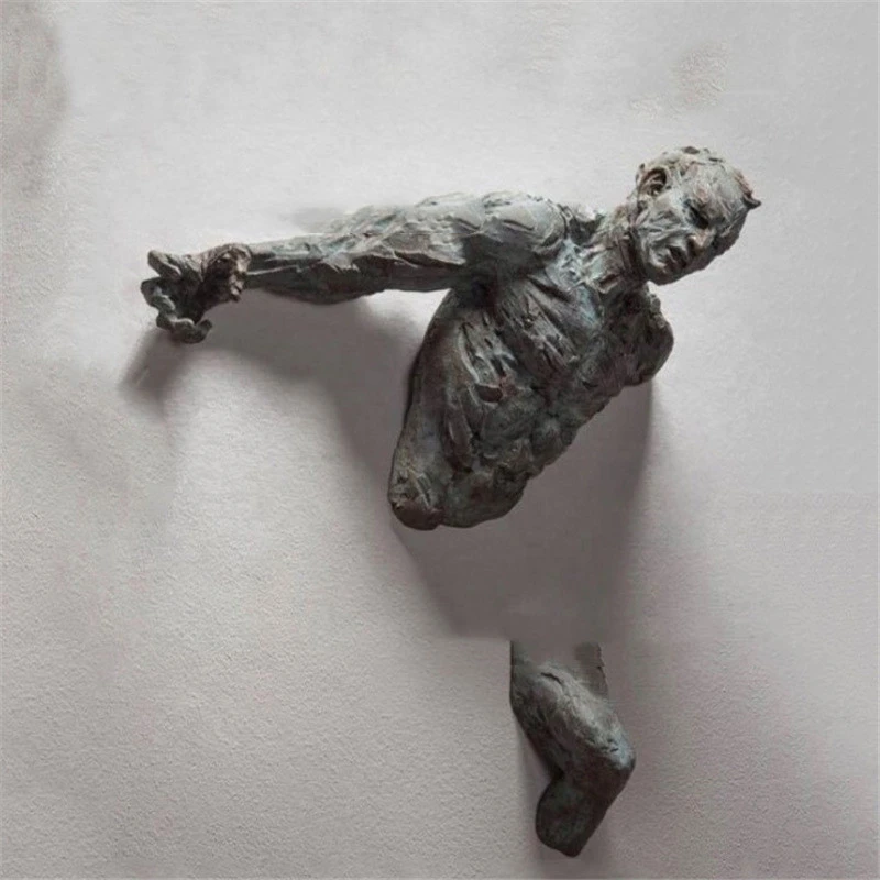 Resin Crafts Through The Wall Men's Figure Sculpture