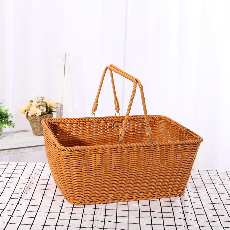 Rattan-like Wicker Straw Woven Bag Shopping Basket