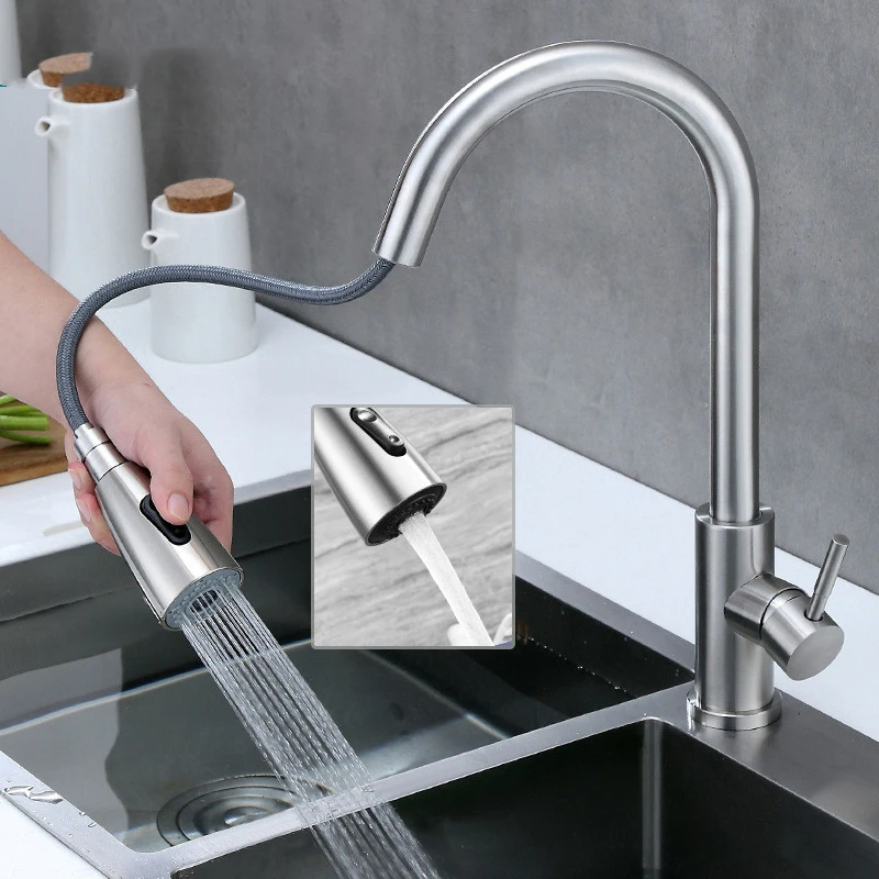 304 Stainless Steel Pull-out Kitchen Faucet