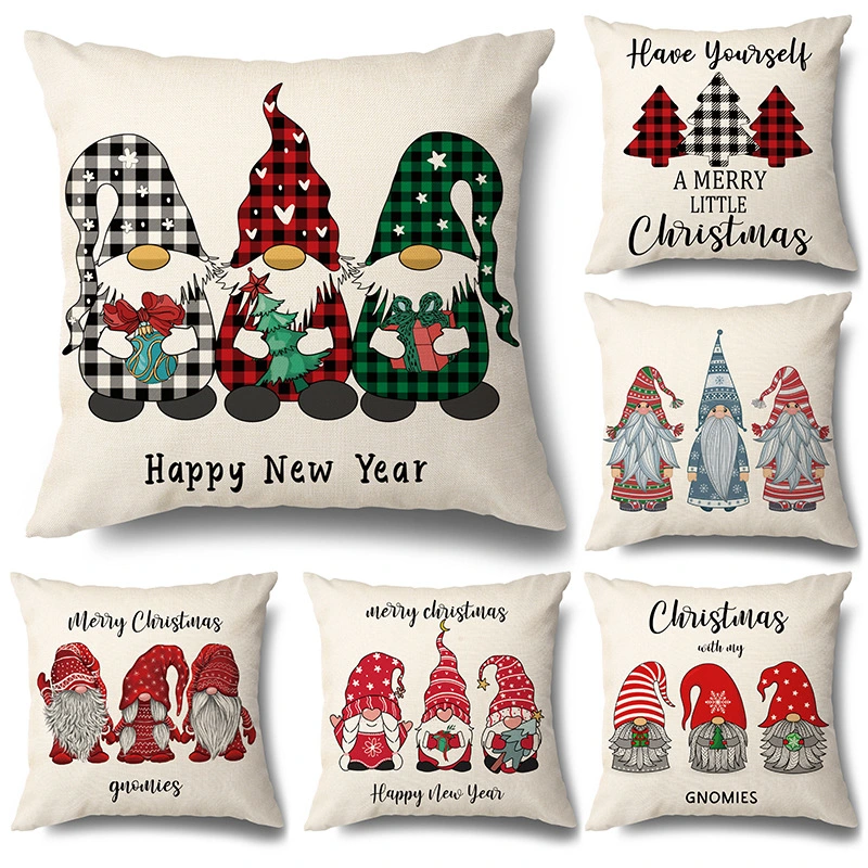 Christmas Pillowcase Linen Santa Zinc