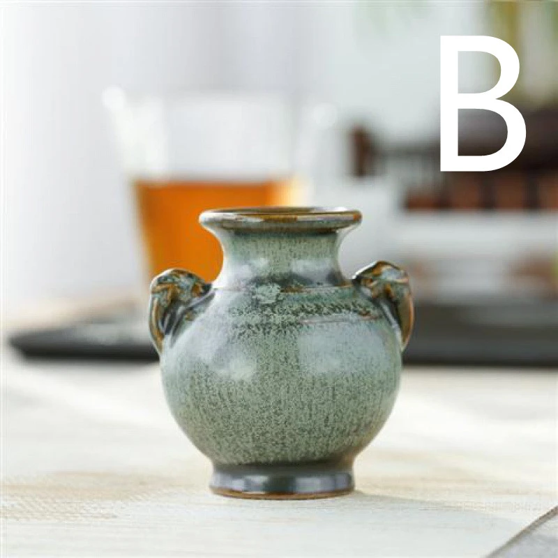 Ceramic Mini Vase Bronze Glaze Chinese Ornaments