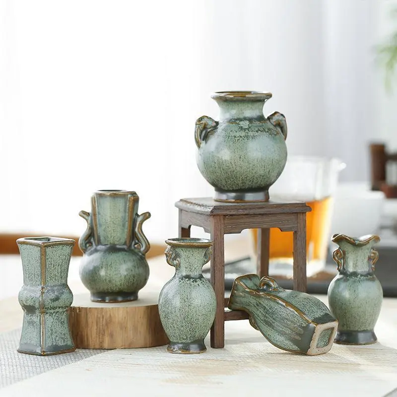 Ceramic Mini Vase Bronze Glaze Chinese Ornaments