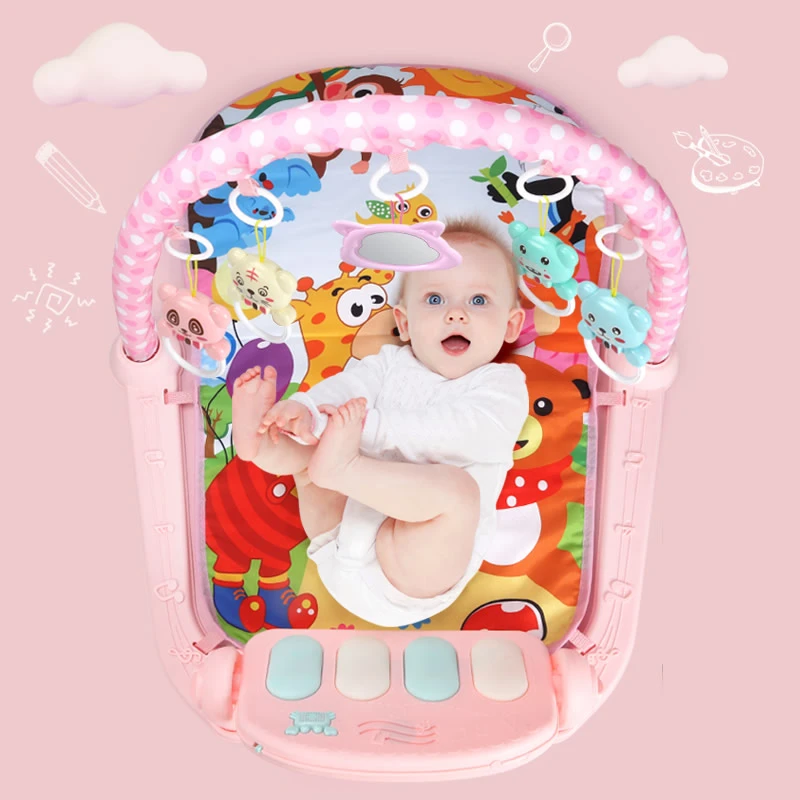 Baby Fitness Frame Newborn Baby Carpet Multifunctional Music Foot Piano Toy