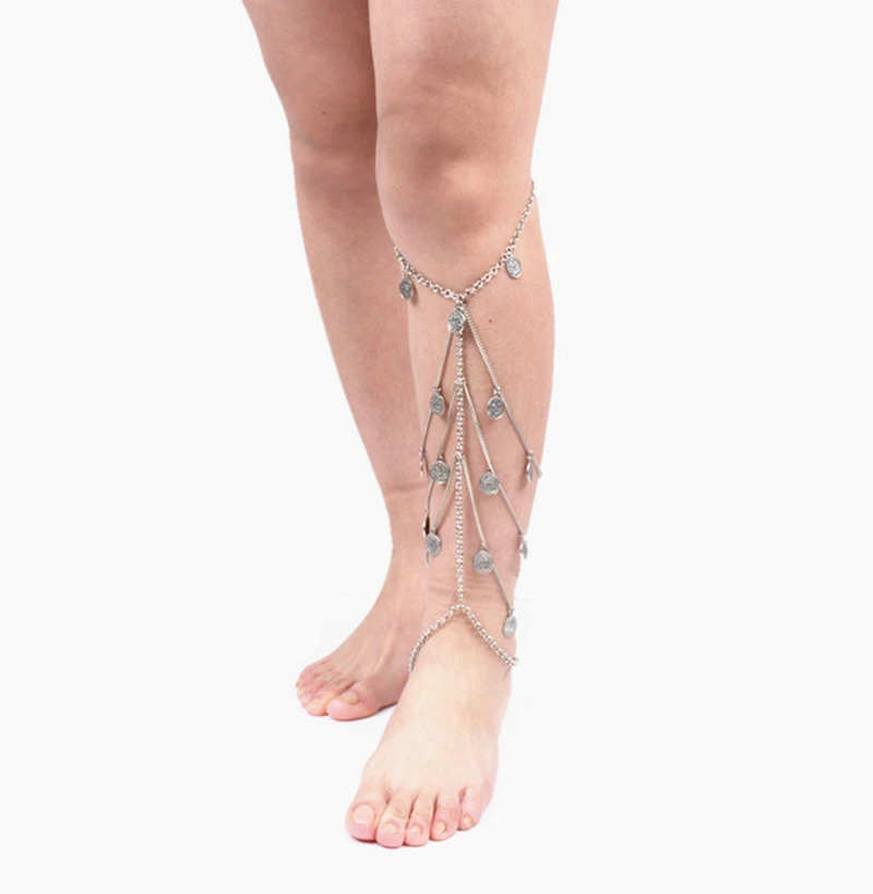 Exaggerated Personality Multi-layer Coin Tassel Leg Chain Foot Ornament