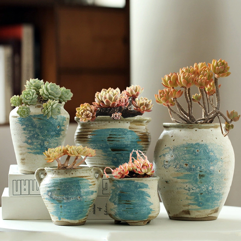 Bubble Glaze Succulent Flower Pot Ceramic Breathable Splash Ink