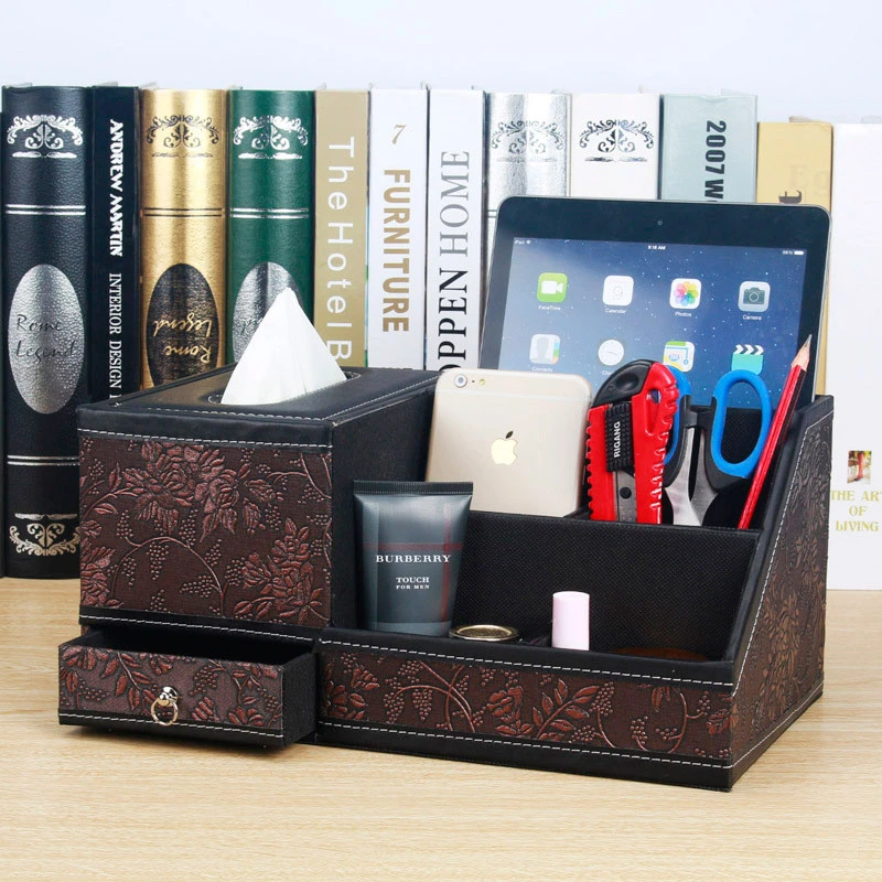 European Style Creative Leather Living Room Coffee Table Tissue Box