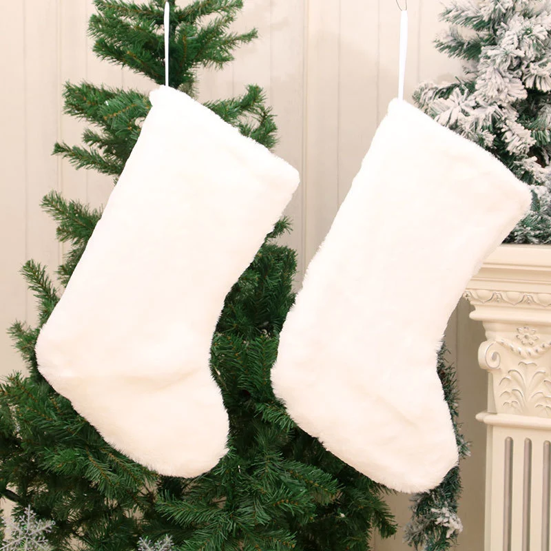 Pure White Plush Christmas Stocking Pendant