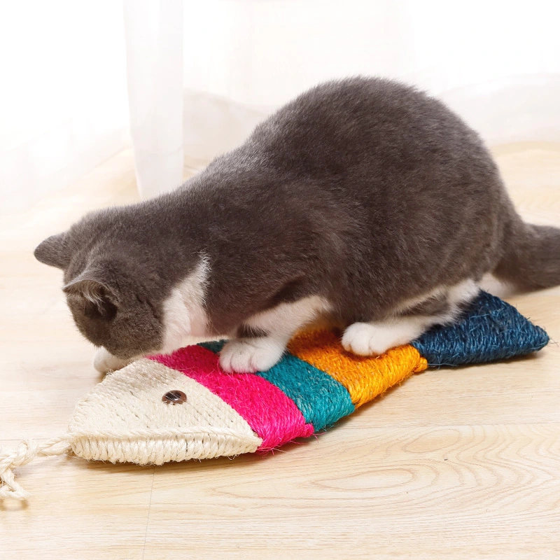 Color Striped Sisal Fish Pet Weight Loss Cat Scratching Board