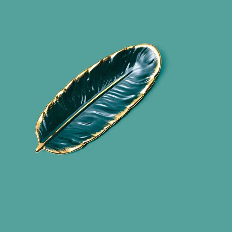 Phnom Penh Ceramic Feather Dessert Plate