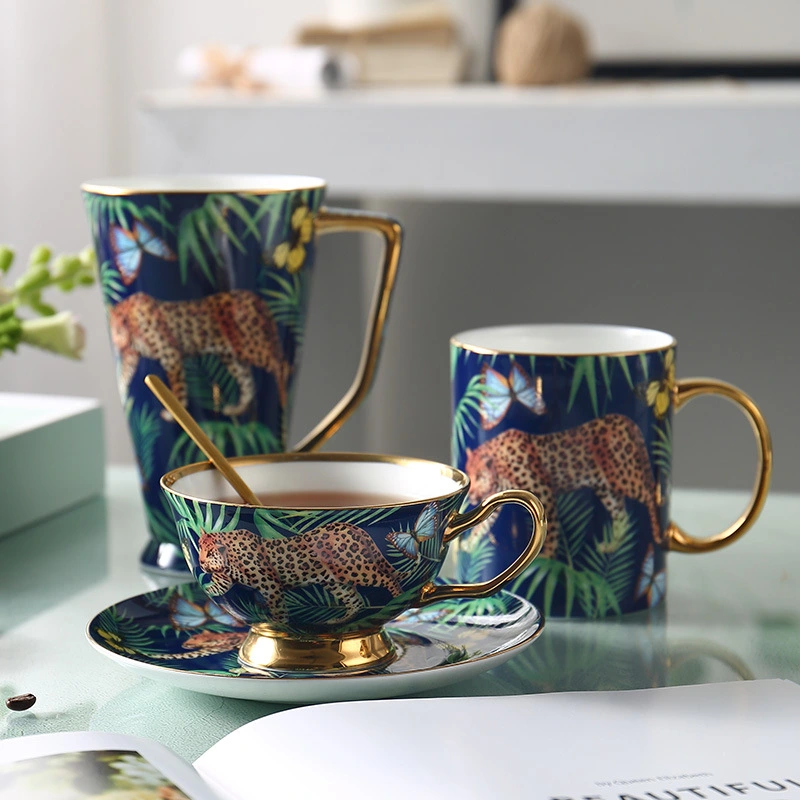 Large Capacity Bone China Coffee Mug Set