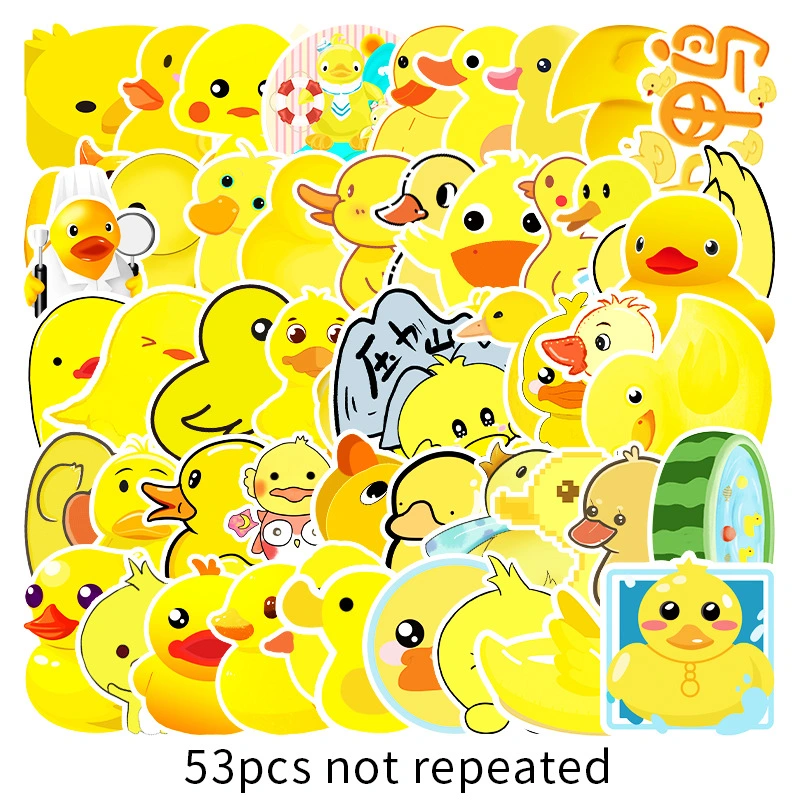 53 Unique Cartoon Little Yellow Duck Suitcase Motorcycle Car Decoration Stickers