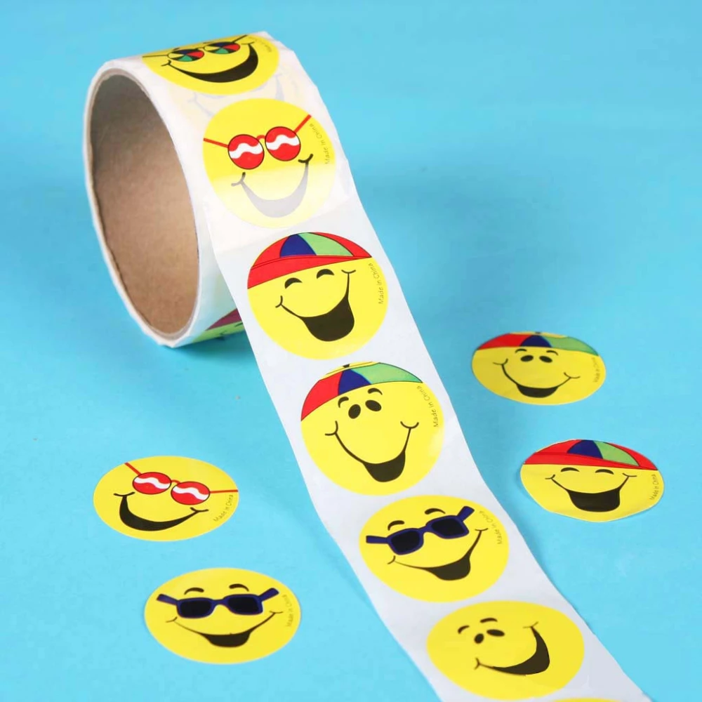 Round Smiley Emoticon Stickers Children's Sticky Paper 1 Roll