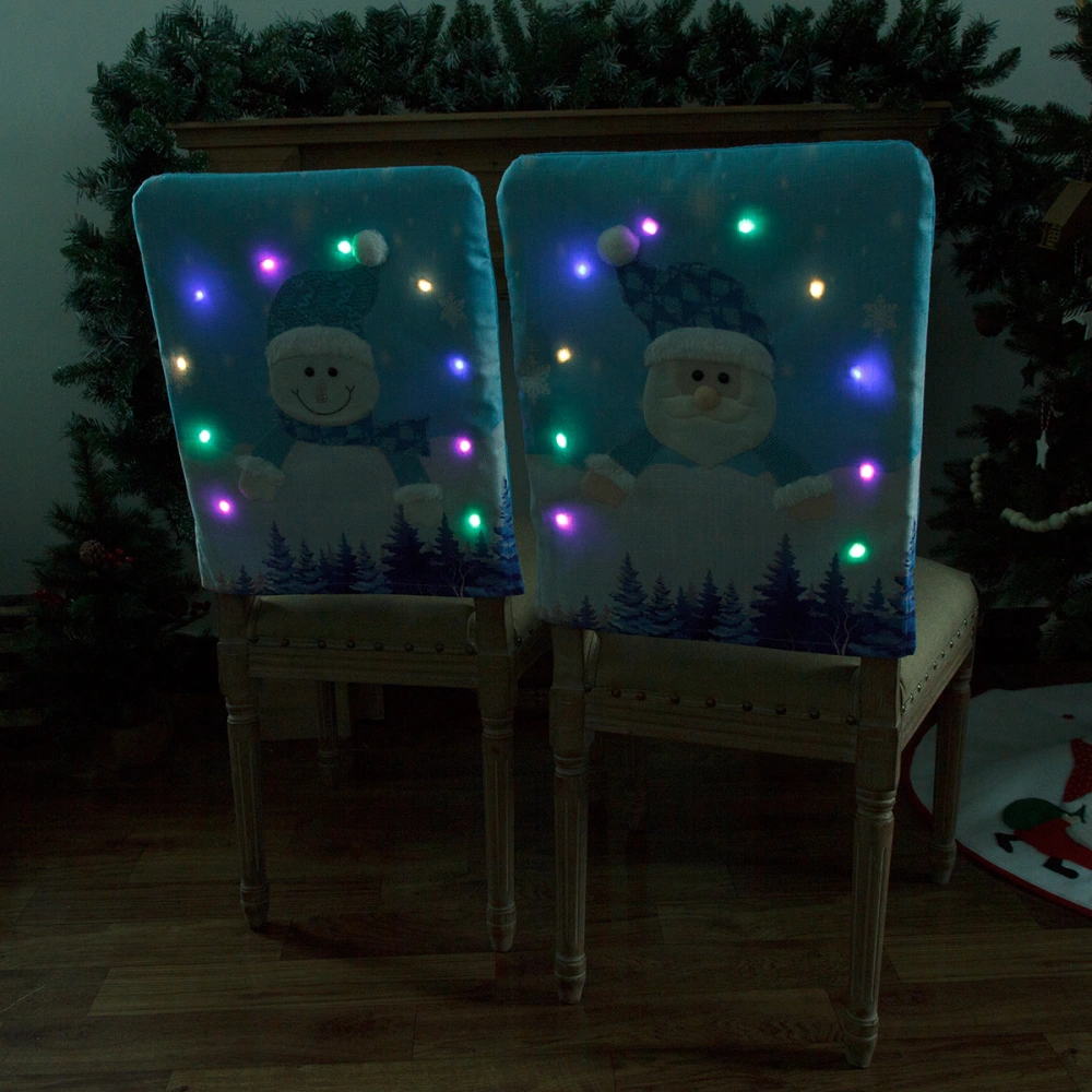 Cross-border New Christmas Chair Cover With Lights In Blue