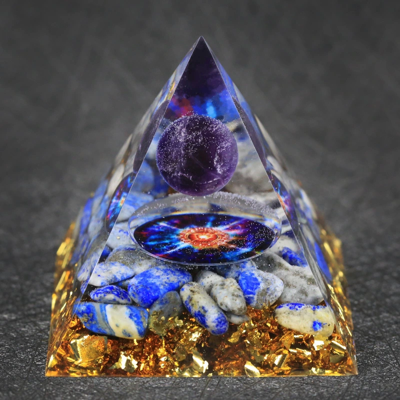 Lapis Crushed Stone Amethyst Totem Resin Cube Decoration