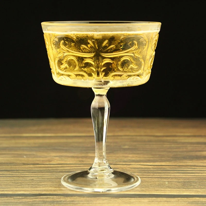 Totem Engraved Tall Cocktail Glass Wide Mouth Martini Glass