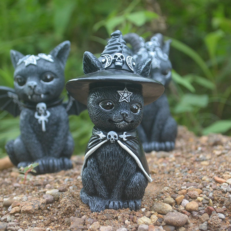 New Independent Station Halloween Magic Cat Resin Crafts