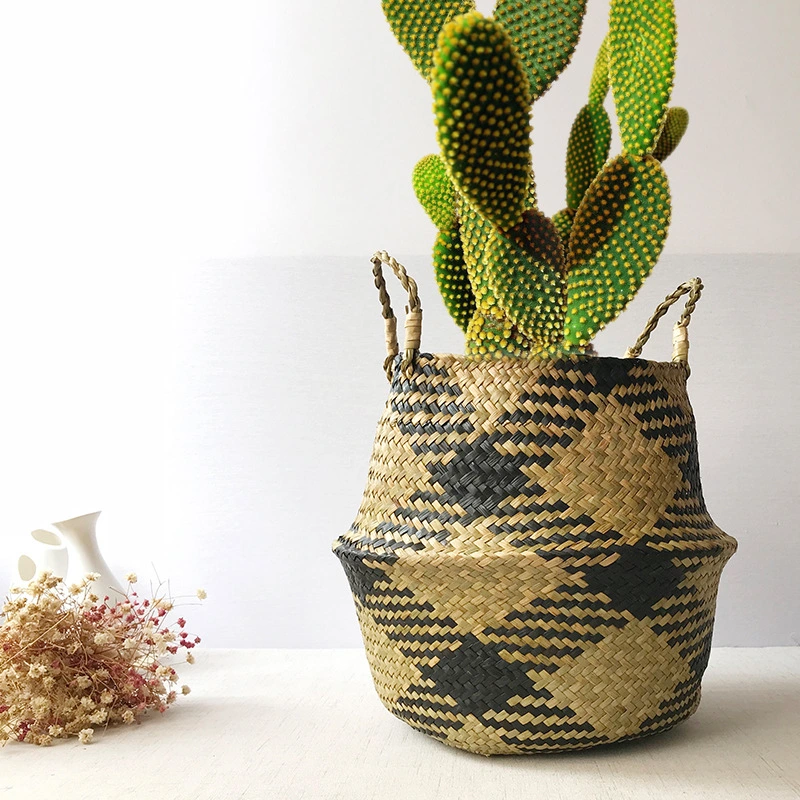 Straw Woven Fruit Folding Kitchen Decoration Woven Flower Basket