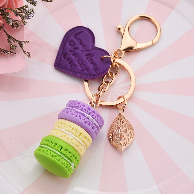 Women Cake Key Chain Fashion Cute French Pastries Keychain Bag Charm