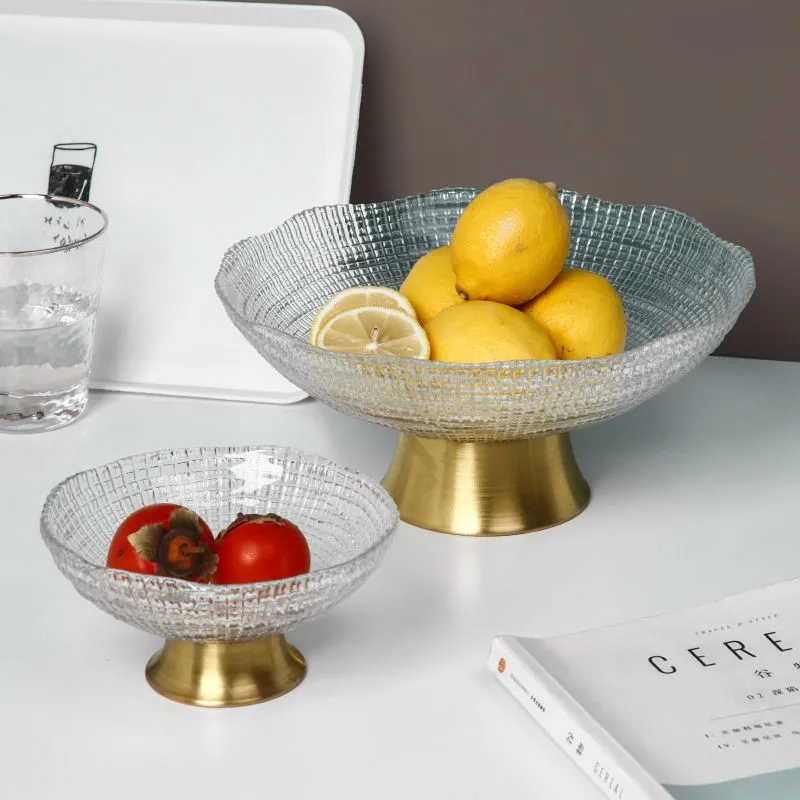 Gold-painted Glass Fruit Plate Tea Table