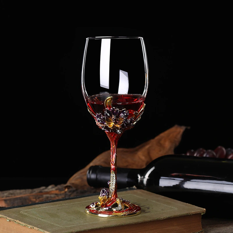 Enamel Iris Lead-free Crystal Red Wine Glass Decanter Set Creative Goblet Cup