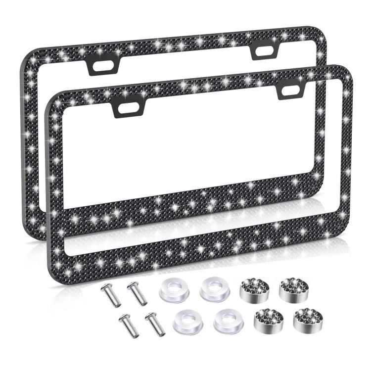 American Standard Diamond-studded Stainless Steel License Plate Frame