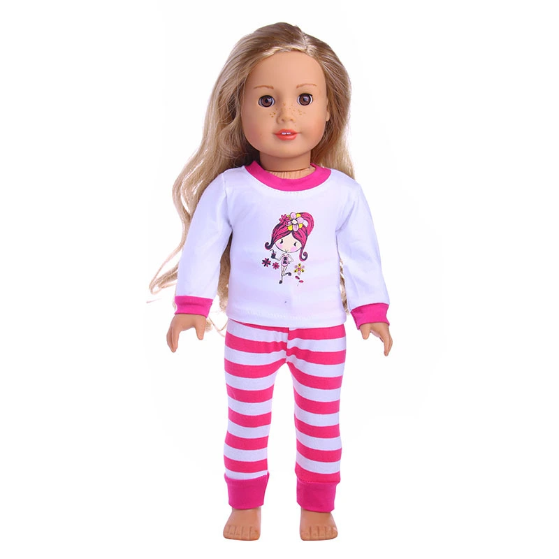 Girl Doll Cartoon Striped Clothes Suit