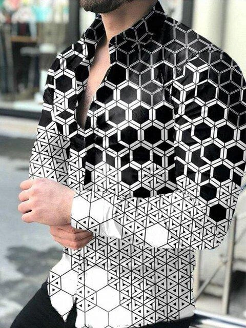 Fashion Casual Digital Printing Long-sleeved Shirt