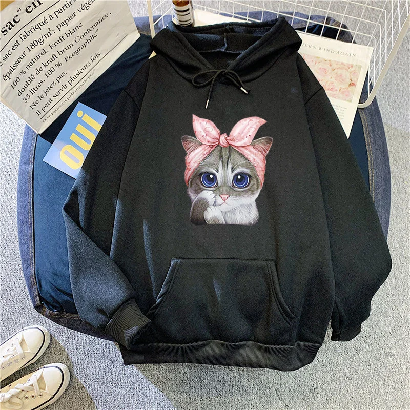 Student Loose-fitting Plus Fleece Hooded Sweater