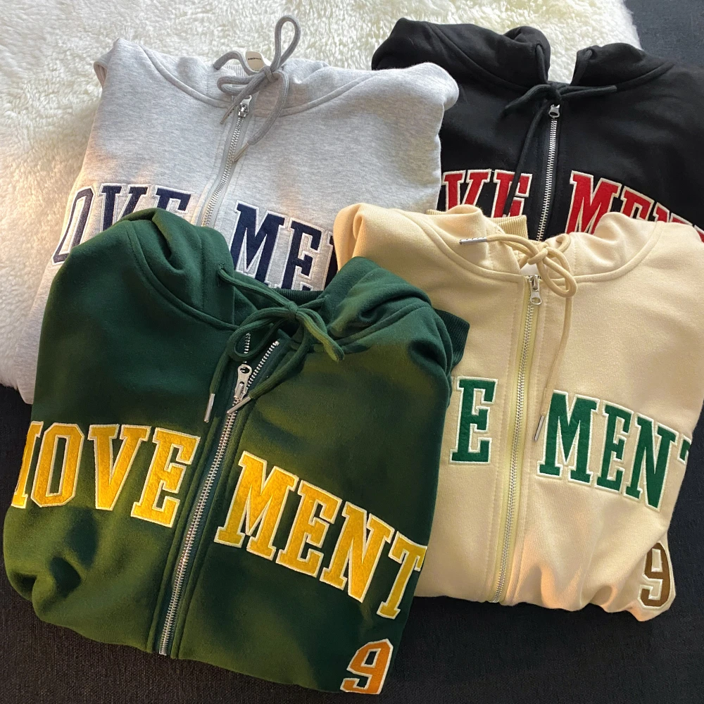 Letter Embroidery Sweater Hooded Cardigan Women