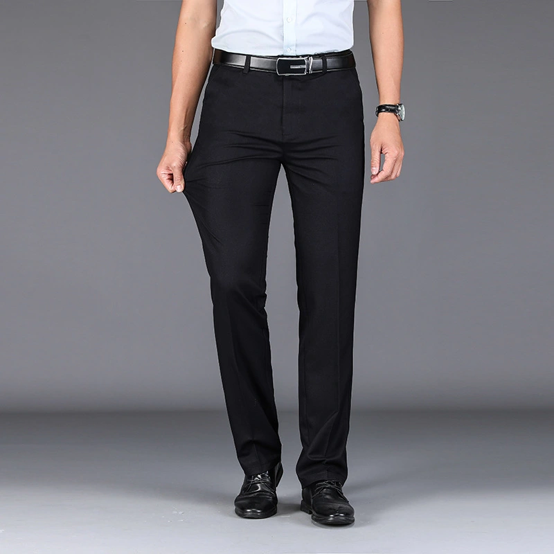 Trousers Stretch Straight Straight Solid Color Casual Trousers