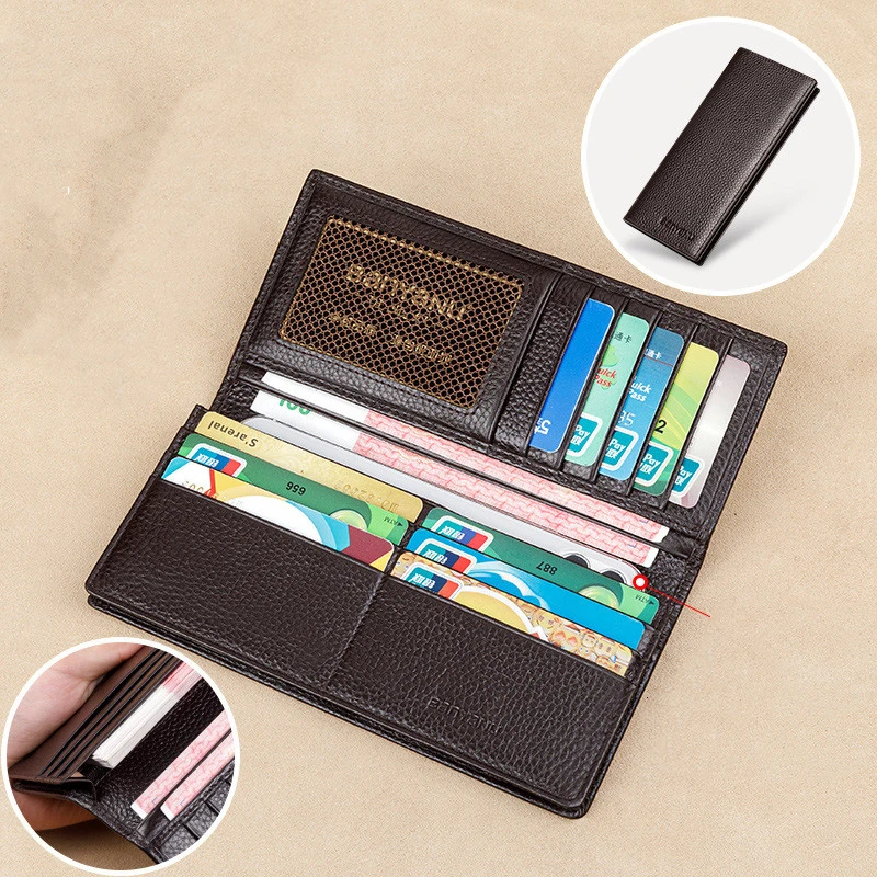 Leather Factory Wallet Men's Long Leather Ultra-thin