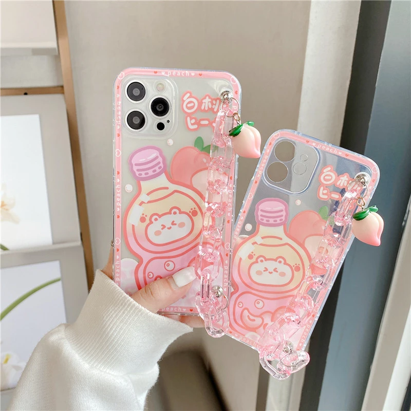 Compatible with Apple , Summer Drink Peach Chain Apple Phone Case