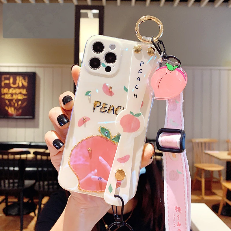 Compatible with Apple , The New Crossbody Wristband Peach Is Suitable