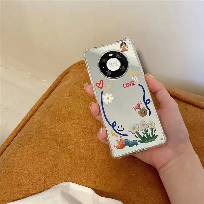 New Ins Creative Planet Corrugated Mirror English Phone Case