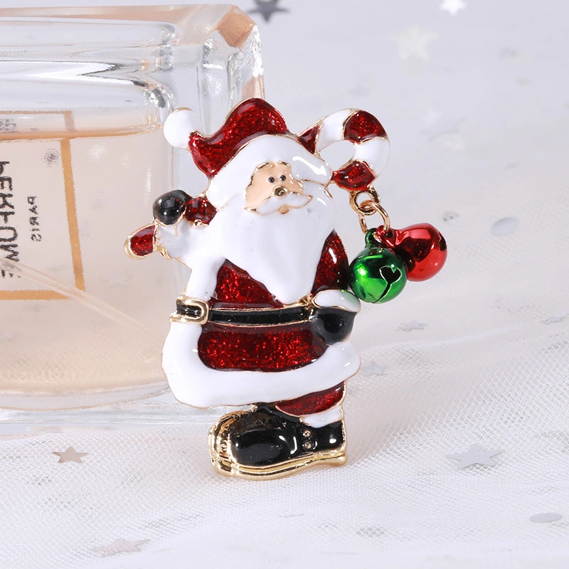 Fashion Enamel Dripping Bell Santa Brooch