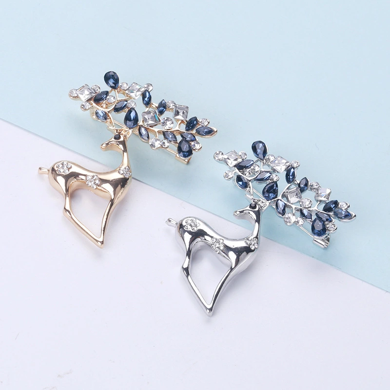 Simple Alloy Rhinestone Sika Deer Brooch