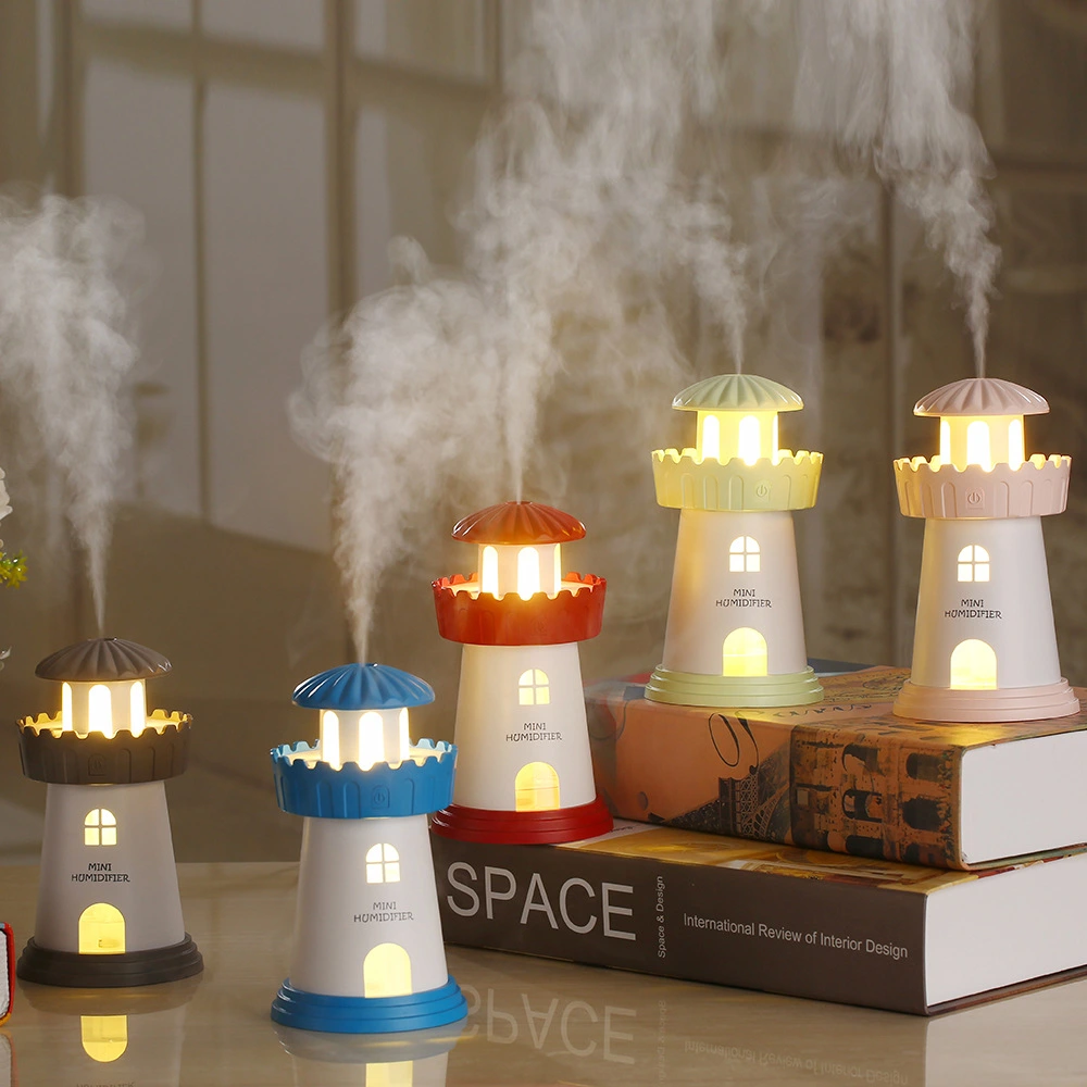 Lighthouse Humidifier Mini Night Light Mute Desktop Air USB Humidifier Creative Gift