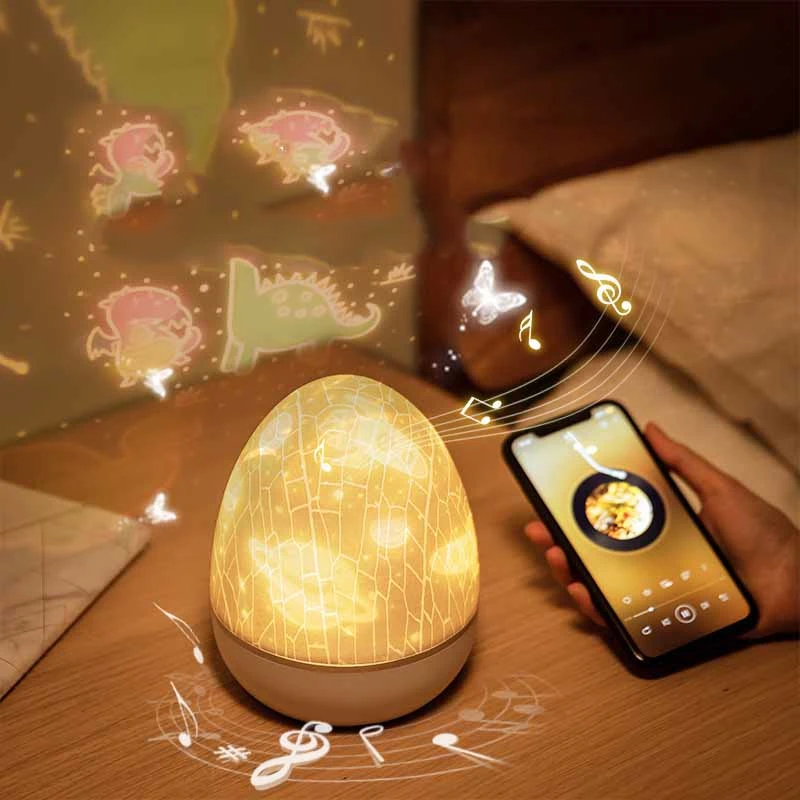 Night Light Dinosaur Eggshell Rotating Projector Romantic Starry Desk Lamp Colors Changing Gift For Children And Party