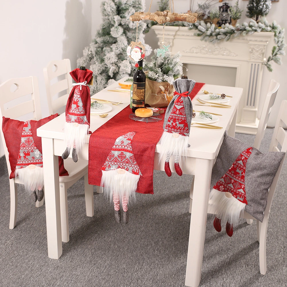 Christmas Table Runner Red Gray Nordic Style Santa Claus Table Runner Pillowcase Christmas Decorations For Home Table