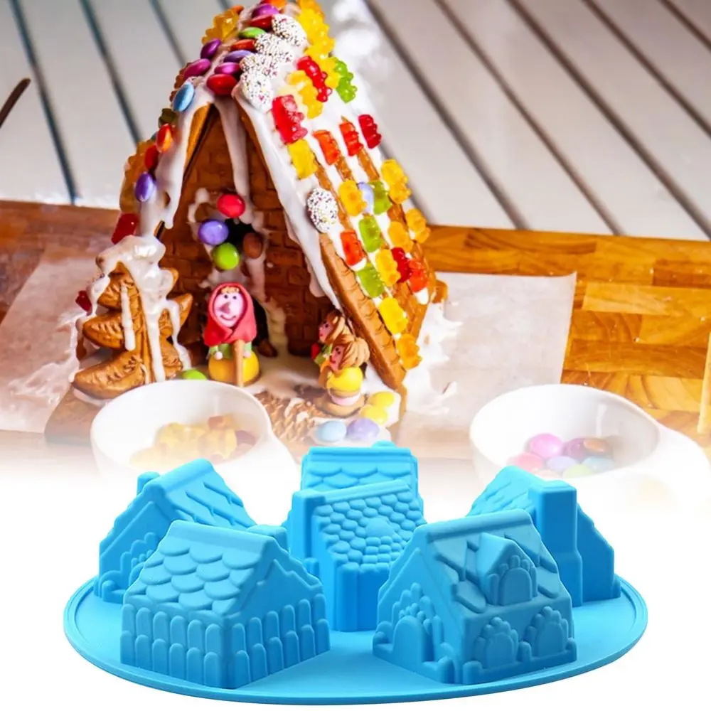 Silicone 3D Christmas Gingerbread House Cake Mold Chocolate For Houses Baking Tools Decorating Cookie Bakeware Mould