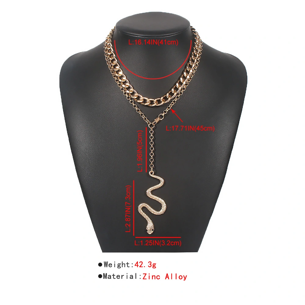 Alloy Animal Snake Shape Pendant Necklace Set