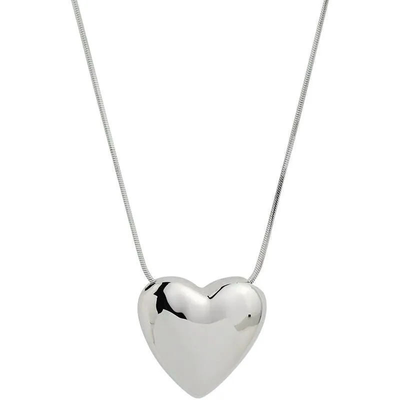 Silver Heart Pendant Necklace Female Summer Simple