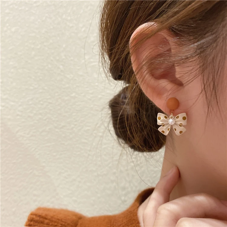 Winter Female Bowknot Earrings Delicate Temperament